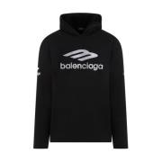 Zwarte Katoenen Hoodie Sweatshirt Ss24 Balenciaga , Black , Heren