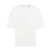 Wit Katoen-Linnen T-shirt Lemaire , White , Heren