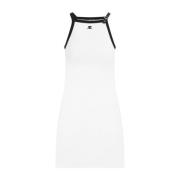 Wit Zwart Katoenen Mini Jurk Courrèges , White , Dames