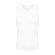 Ivory Viscose Tank Top Aw23 Ami Paris , Beige , Heren