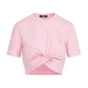 Roze & Paarse Logo T-Shirt Versace , Pink , Dames