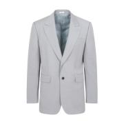 Grijze Wol Mohair Jas Ss23 Alexander McQueen , Gray , Heren