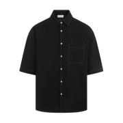 Zwarte Katoenen Overhemd Dubbele Zak Lemaire , Black , Heren