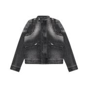 Houtskool Denim Moto Jack met Ritsdetails Misbhv , Black , Heren