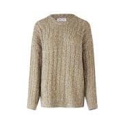 Chunky Gebreide Crew Neck Sweater Samsøe Samsøe , Beige , Heren