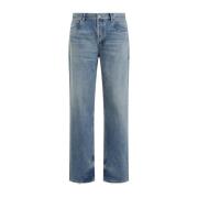 Blauwe Relaxte Rechte Katoenen Jeans Saint Laurent , Blue , Heren