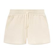 Wafel Patroon Trekkoord Shorts Nikben , Beige , Dames