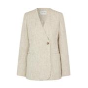 Asymmetrische Knoop Blazer Modström , Beige , Dames