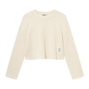 Wafel Cropped Box Longsleeve Shirt Nikben , Beige , Dames