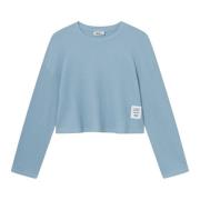 Wafel Cropped Box Longsleeve Shirt Nikben , Blue , Dames