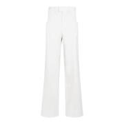 Witte Katoenen Wijde Pijp Broek Isabel Marant , White , Dames