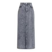 Denim Maxi Rok met Voorspleet Neo Noir , Gray , Dames