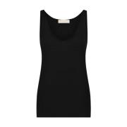 Mouwloze V-Hals Ribgebreide Vest Jane Lushka , Black , Dames