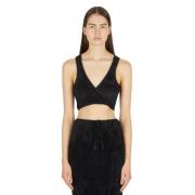 Fluffy Crop Top Ester Manas , Black , Dames