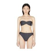 Gestreepte Bandeau Bikini Top Ziah , Gray , Dames