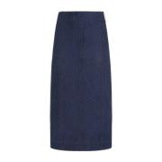 Navy Blue Cotton Midi Skirt Jacquemus , Blue , Dames