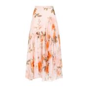 Zijden Rok Roze Gerimpelde Zoom Erdem , Multicolor , Dames