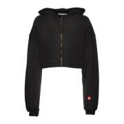 Cropped Zip Up Hoodie Pigment Wash Alexander Wang , Black , Dames