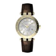 V-Race Restyling Leren Datum Horloge Versace , Gray , Heren