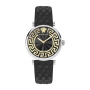 Lady 35mm Zwart Leren Horloge Versace , Multicolor , Dames
