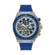 Masterpiece Multifunctioneel Blauw Zilver Horloge Guess , Blue , Heren