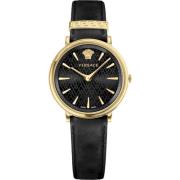 Zwart en Goud Cirkel Horloge Versace , Black , Dames
