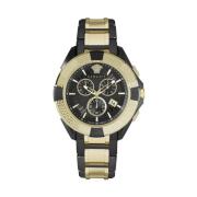 Chrono Sporty Zwart Goud Horloge Versace , Multicolor , Heren