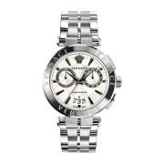 Chronograaf Zilver Staal Witte Wijzerplaat Horloge Versace , Gray , He...