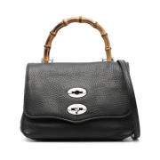 Zwarte Leren Stud Tas Zanellato , Black , Dames