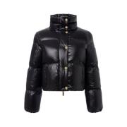 Zwarte Jassen met Glanzende Afwerking Elisabetta Franchi , Black , Dam...