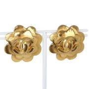 Pre-owned Metal earrings Chanel Vintage , Yellow , Dames