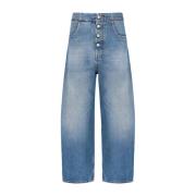 Vintage Blauwe Loose-Fit Crop Jeans MM6 Maison Margiela , Blue , Dames