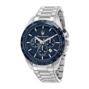 Stalen Quartz Horloge, Blauwe Kast, Zilveren Band Maserati , Gray , He...