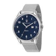 Blauw Stalen Quartz Horloge Maserati , Gray , Heren