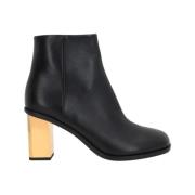 Zwarte Leren Enkellaarzen Chloé , Black , Dames