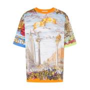 Zijden Sjaal Print T-shirt Moschino , Multicolor , Heren