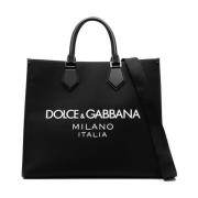 Logo-Embossed Tote Bag in Zwart Dolce & Gabbana , Black , Heren