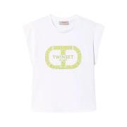Monogram Jersey Tee Shirt Twinset , White , Dames