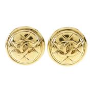 Pre-owned Metal earrings Chanel Vintage , Yellow , Dames