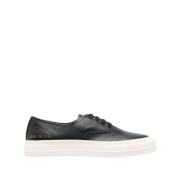 Zwarte Leren Sneakers Logo Print Common Projects , Black , Heren