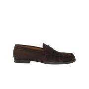 Handgemaakte Bruine Suède Pennyloafers Scarosso , Brown , Heren