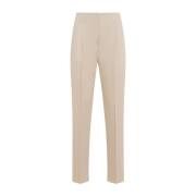 Beige Katoenen Twill Straight Leg Broek Max Mara , Beige , Dames