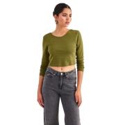 Stijlvolle Cropped Longsleeve Top Only , Green , Dames