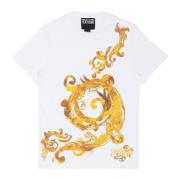 Abstracte waterverf T-shirt met logo Versace Jeans Couture , White , H...