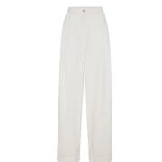 Witte Katoen-Linnen Broek Brunello Cucinelli , White , Dames