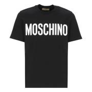 Zwart Crew Neck T-shirt met Logo Moschino , Black , Heren