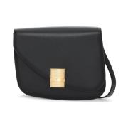 Fiamma M Zwarte Leren Handtas Salvatore Ferragamo , Black , Dames