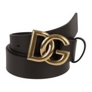 Zwart Goud Logo Leren Riem Dolce & Gabbana , Black , Heren