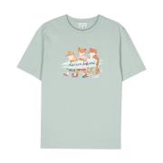 Stijlvolle Heren T-Shirts & Polos Collectie Maison Kitsuné , Green , H...