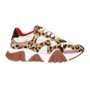 Leopard Sneakers Beige Ss22 Versace , Multicolor , Heren